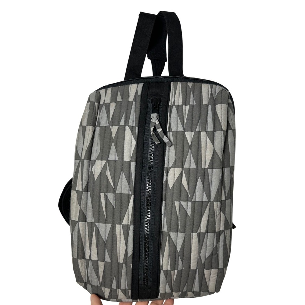 Company Kids Quilted Sling Backpack Grey Geometric Triangle Print Cotton Bag